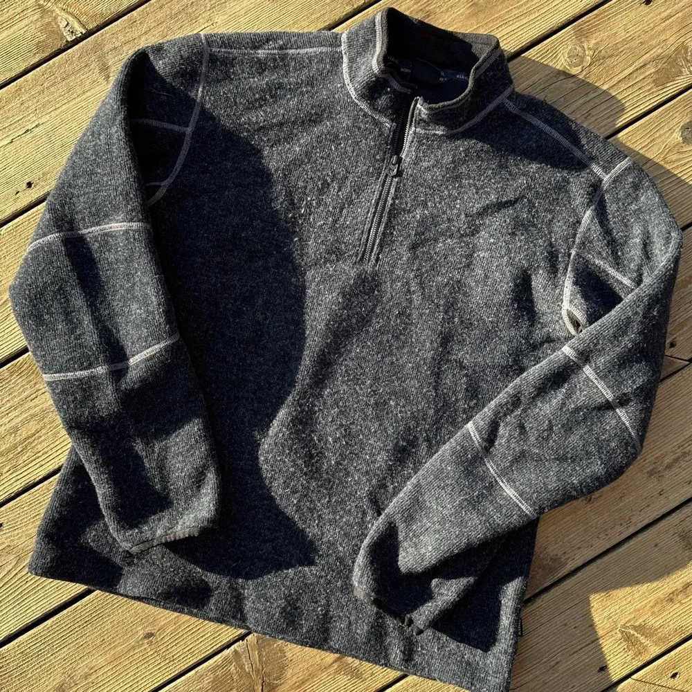 Kuhl 1/4 Zip Fleece Pullover XL ThermoKore Wool Blend Outdoor Hiking